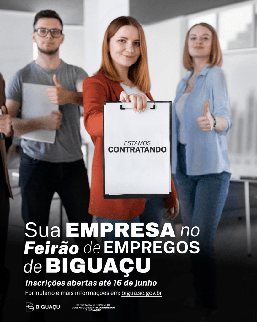 Inscrições abertas para participação de empresas no Feirão de Empregos de Biguaçu