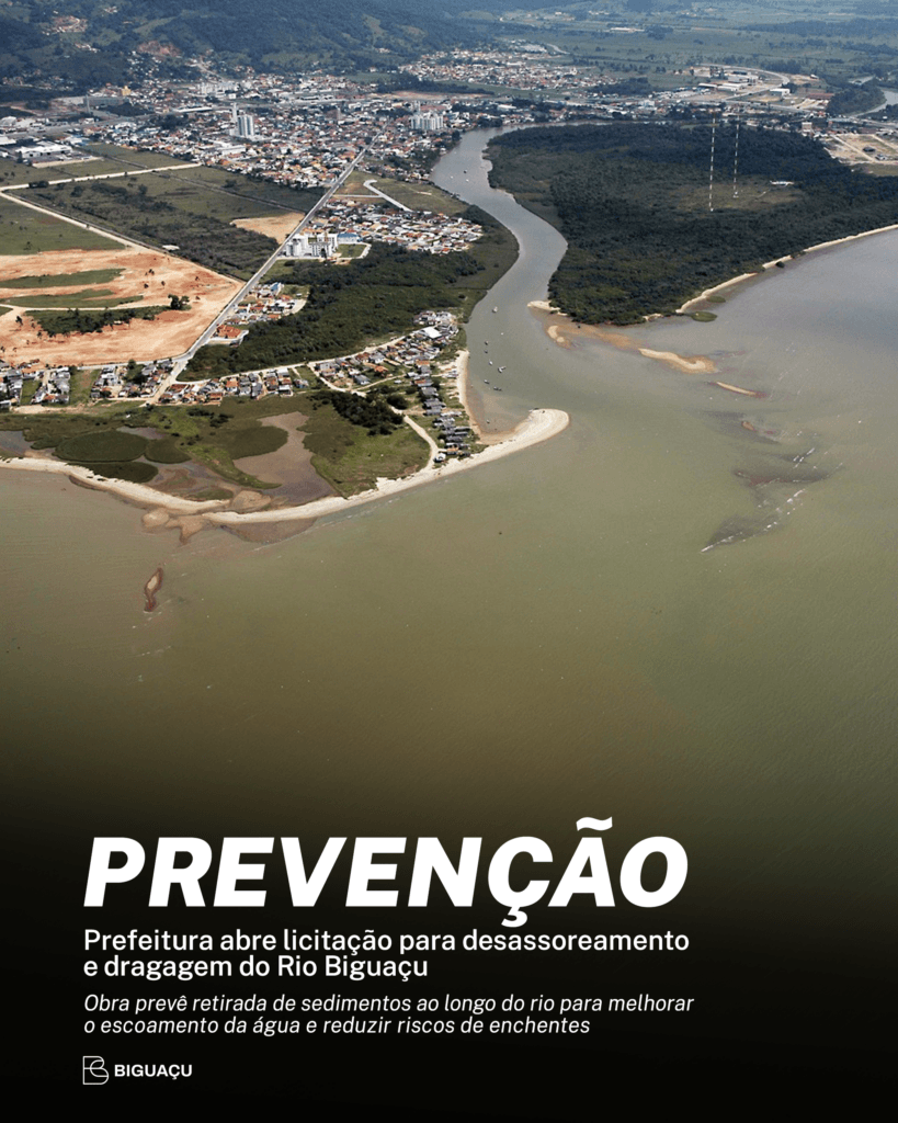 Biguaçu licita obra milionária para desassorear e dragar Rio Biguaçu e prevenir enchentes